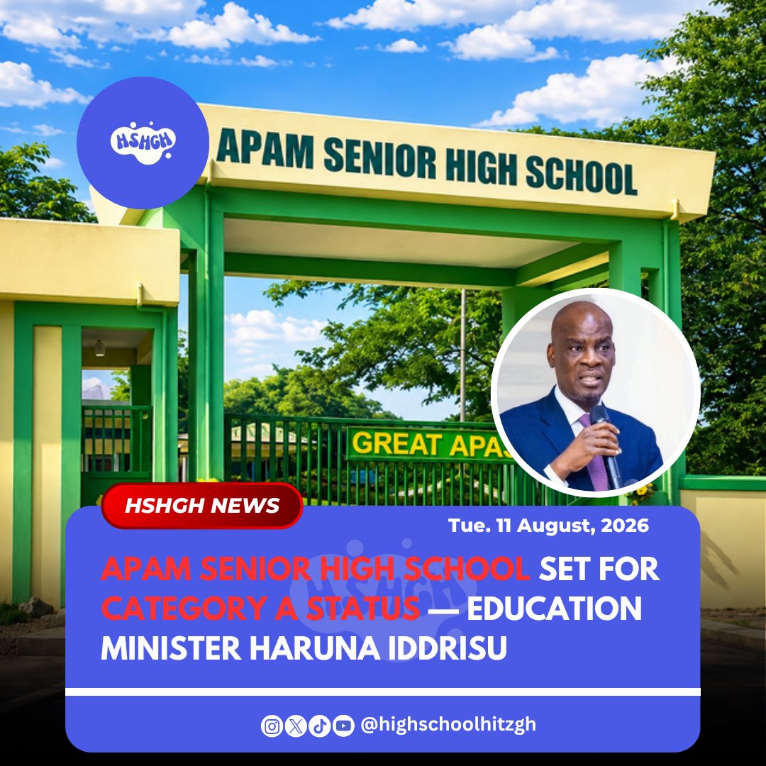 highschoolhitz's tweet photo. 🚨 Apam SHS Set for Category A Upgrade

Education Minister Haruna Iddrisu has announced plans to upgrade Apam Senior High School in the Central Region from Category B to Category A.

#hshghnews #apamshs #education #highschoolhitzgh https://t.co/kof2oA8qq9