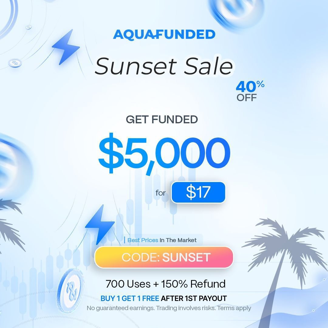 Joze_Gold's tweet photo. @Aquafunded JUST DROPPED IN THE BEST DEAL 🔥 

Sunset Sale – 40% OFF

Get funded:  
$5K for $17 | $10K for $41 | $100K for $226  

Use code SUNSET  

700 uses + 150% refund  
Buy 1 Get 1 Free after 1st payout  

use link
https://t.co/DZqF3ZT8kW  for Best prices in the market ⚡ https://t.co/uQ7Cxs2PdJ