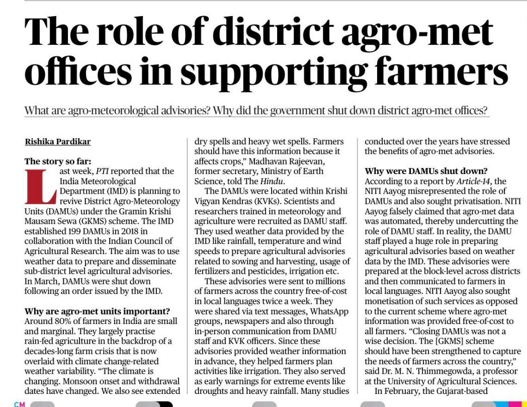 Damu_Khunti's tweet photo. DAMU provided region-specific weather information,helping farmers make better decisions regarding sowing #irrigation #fertilization and crop protection.This service was discontinued due to a flawed presentation made by the #IMD to @NITIAayog @drrbalu
@dasgobardhan @ashoklahiribjp https://t.co/OCQm7RYs3b