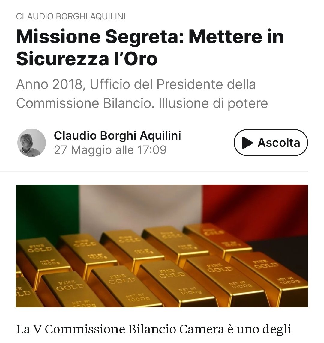 ClaudioBorghi's tweet photo. Un altro che è andato a vedere se l'oro c'è 😅
Ricordo che il post sull'oro, anticipato ai partecipanti all'ultimo fin day, è stato il primo pubblicato su substack
https://t.co/EkWWwuU9Ko https://t.co/OKv4FnK6ut