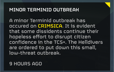 AdvancerAdva's tweet photo. Minor Terminid Outbreaks has been sighted on TCS+ Barrier Planets!

Evident of the Termicide 2.0 and the TCS+ Containment failing? 
Or Dissident Sabotage?

#Helldivers2 | #Helldivers | #Helldivers2GalacticWar https://t.co/BBbGWzxldO