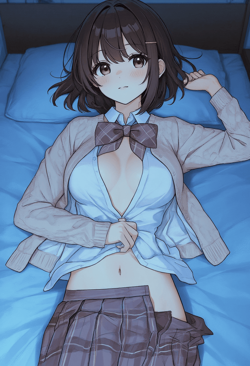 sevmog's tweet photo. 静谧夜晚，躺在床上的校服少女💤
 Quiet night, schoolgirl lying on the bed 💤
#AnimeIllustration #AIGeneratedArt #AnimeGirl #JKstyle #BlueMood #ShortHair https://t.co/yhJxw8zqbs