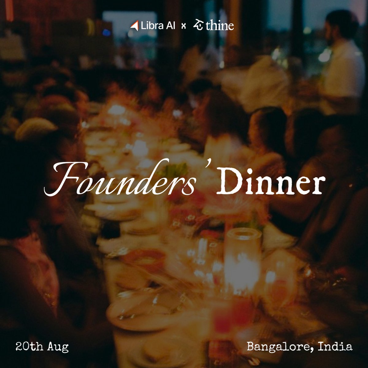 CholagharGokul's tweet photo. When the model stops being the differentiator, what is?

> Getting 15-20 founders around a table in Blr on Aug 20 to figure that out.
>The room is intentionally small and curated founder only, just people active in the AI ecosystem.

If you're a founder building or implementing AI, would love to have you join us! @librahq @ThineAI @pratyush_r8