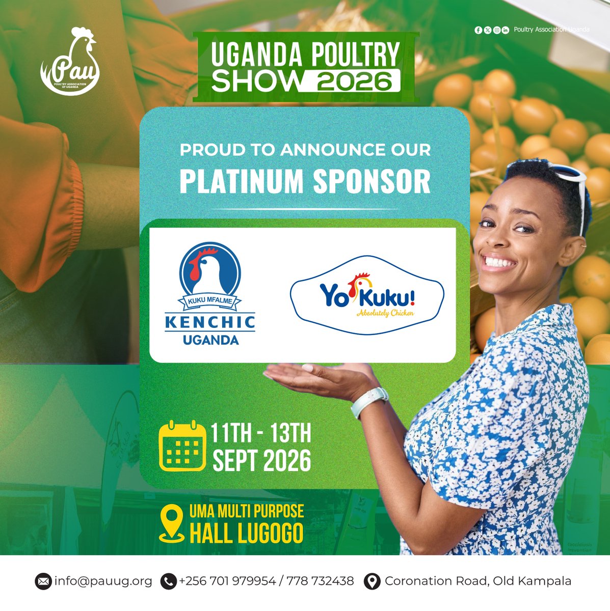 PauPoultry24's tweet photo. Platinum Sponsor Alert! 
Kenchic Uganda and @yokuku_ug  are Platinum Sponsors of UPS2026  bringing together poultry breeding &amp; production with processing &amp; distribution. 
Thank you for your partnership! 🙏
11–13 Sept 2026, UMA Hall, Kampala
Register: https://t.co/Jllsq5wMaV https://t.co/NCTmnMHVlD