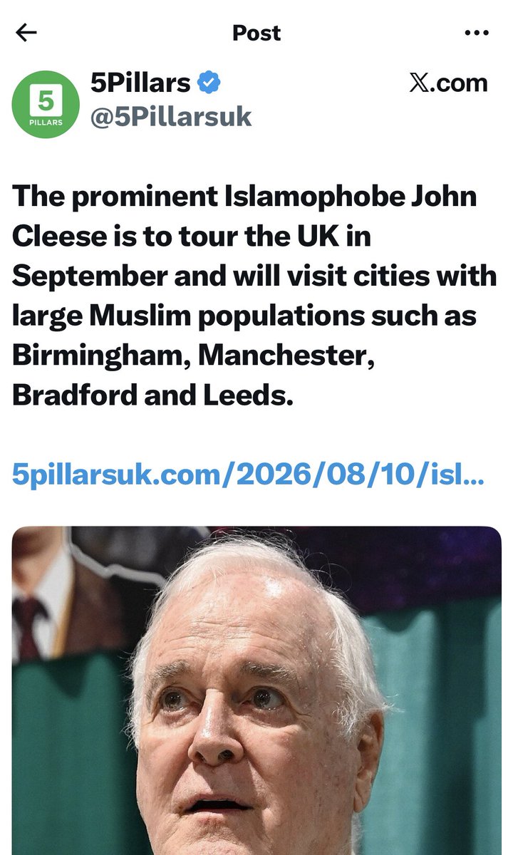 DreyfusJames's tweet photo. I don’t know about you, but, this looks like a blatant attempt to intimidate John Cleese, with a rather blatant warning…

Very similar to TRA tactics.

Totally unacceptable. 

I do hope police will be keeping a keen eye on this &amp; ensure his safety… https://t.co/FCHnAqTYJP
