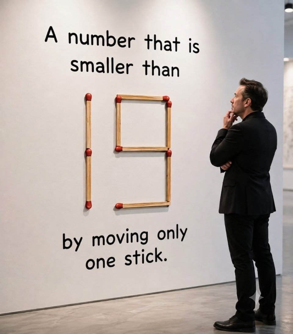 Elonupdate88's tweet photo. Only the sharpest minds can crack this one. 

Can you find a number smaller than 19 by moving just one stick? https://t.co/0skLDvog8L