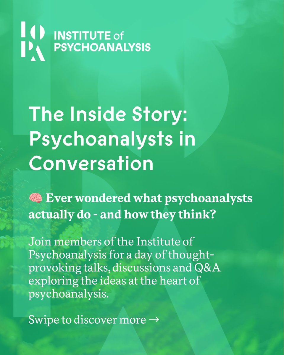 theIoPA's tweet photo. What does it really mean to think psychoanalytically? 🧠

Join The Inside Story: Psychoanalysts in Conversation for talks, discussion &amp; Q&amp;A with members of the Institute of Psychoanalysis.

📅 Sat 26 Sept
📍 Clore Management Building, London

Book: https://t.co/wIB9t6sov2 https://t.co/6GNNERRtrq