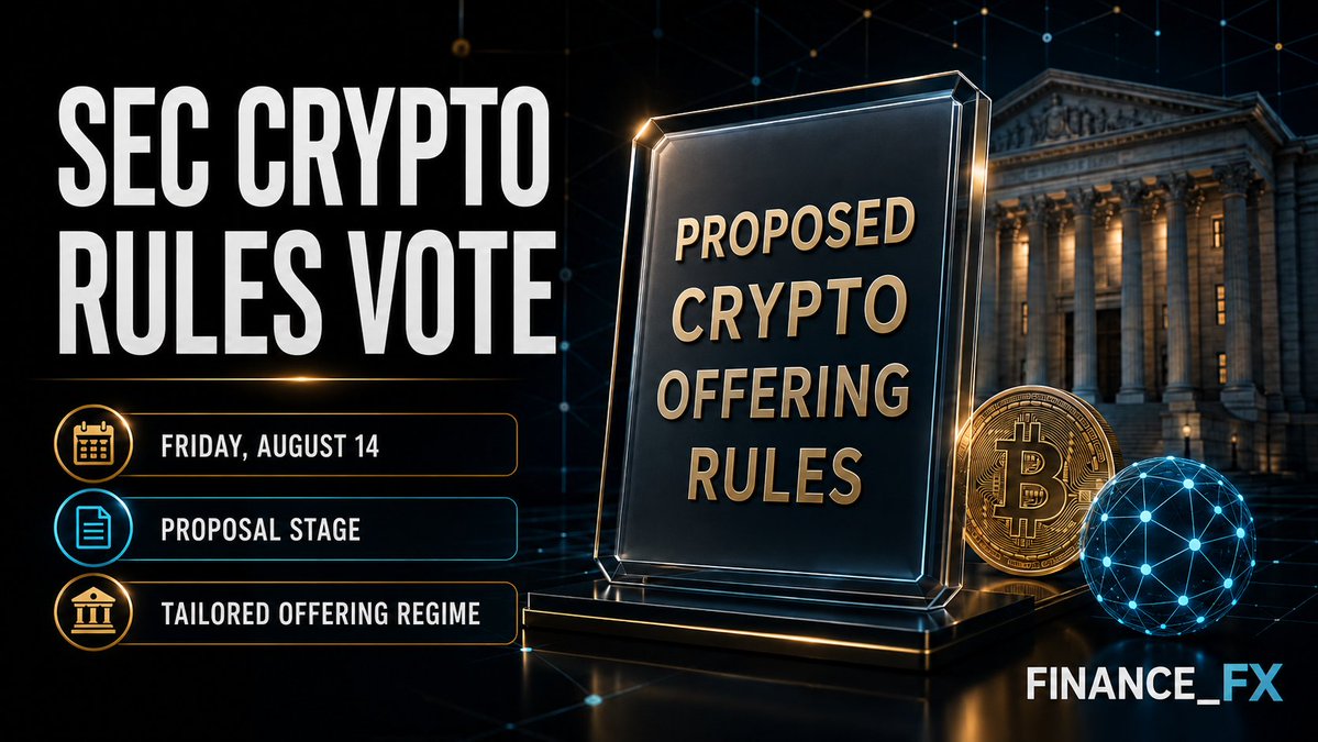Finance_fx's tweet photo. On Aug. 14, the SEC will vote on whether to propose Regulation Crypto.

The plan would create a tailored offering regime for certain investment contracts involving crypto assets. If commissioners approve, it would enter public comment.

$BTC $ETH #Crypto #Regulation https://t.co/6xBxbcwbc4
