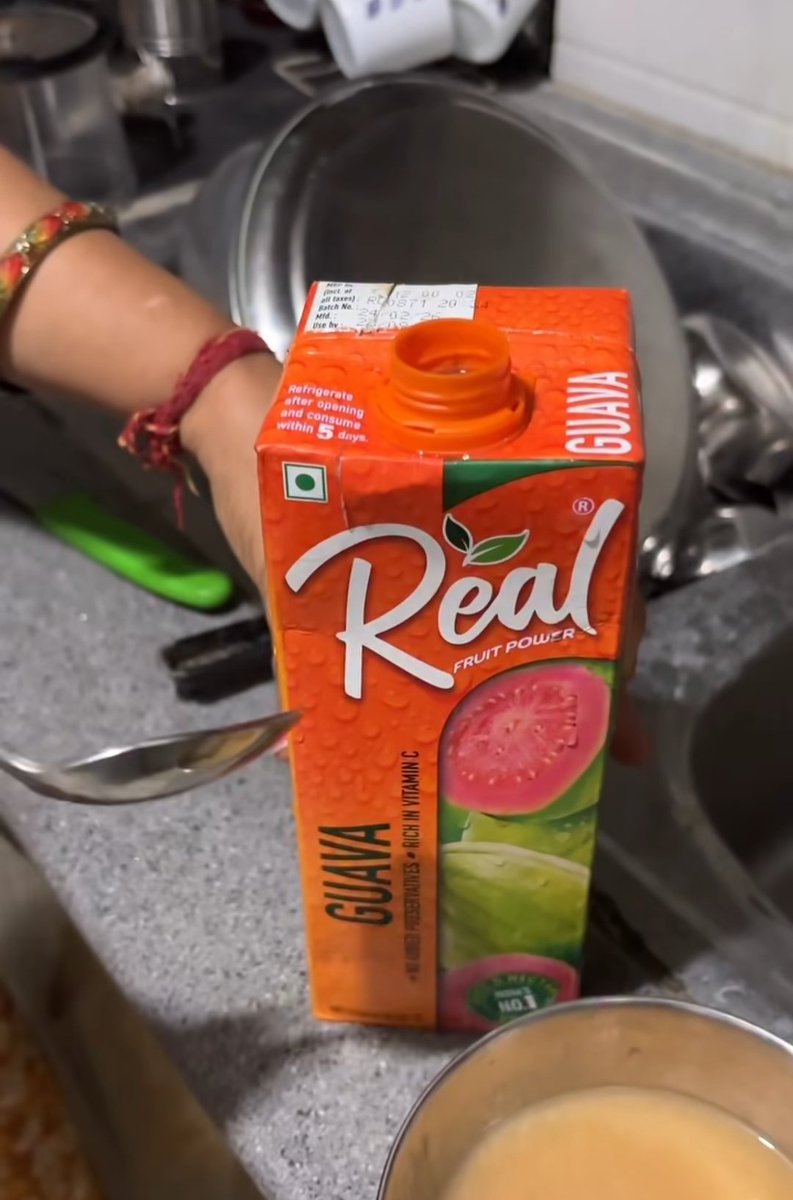 MahiMishra98's tweet photo. A woman orders real fruit juice from Zepto for her home.

When she opens it, something black comes out!

After seeing this, she is shocked and checks the expiration date of some fruit juice, only to find that it is still left!

But the point is that mixing chemicals in fruit juice and selling it to people is wrong. People drink it to improve their health!

However, drinking it daily will only worsen their health. Unless it was adulterated, how could it turn black before it expires?

The government should shut down companies that lie to customers and sell substandard products.