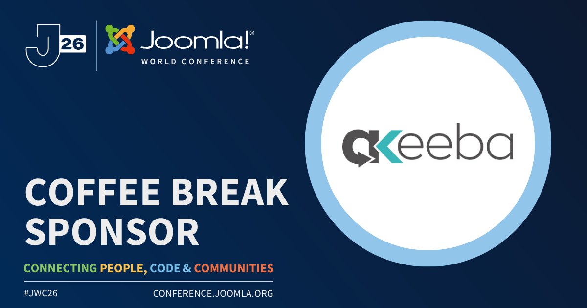 jworldcon's tweet photo. We're delighted to welcome Akeeba as the Coffee Break Sponsor of Joomla World Conference 2026.
Join us in Potsdam/Berlin, Germany, from 16–18 October 2026.
Find out more: https://t.co/UeLJrnhbgG
#JWC26 #Joomla #OpenSource #Akeeba https://t.co/7Pi3eP96hE