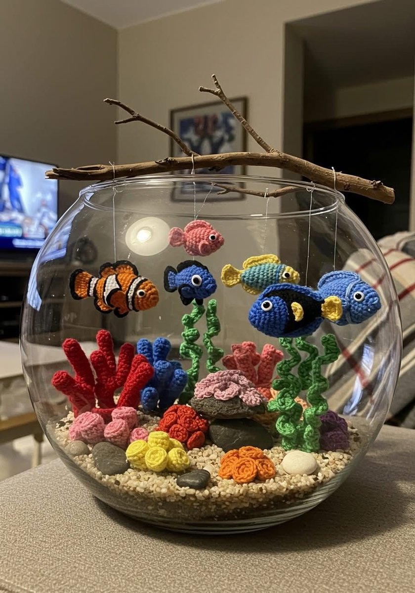 cutecorestar's tweet photo. diy crochet aquarium https://t.co/1T3zUePNV8
