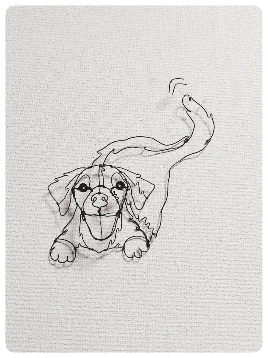 pleasure_cm28's tweet photo. ワイヤーアート　ワイヤークラフト
伏せをして尻尾を振ってるゴールデンレトリーバーちゃんです🐶

#ゴールデンレトリーバー　#ワイヤーアート　#ワイヤークラフト　#アート　#インテリア　#ハンドメイド　#ミンネ　#クリーマ　#メルカリ https://t.co/MtQiophFJX