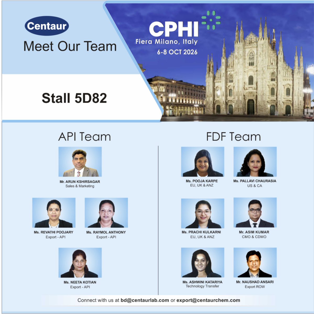 Centaur_pharma's tweet photo. Meet Centaur at CPHI Milan 2026! 

Our dedicated team looks forward to connecting with global partners, exploring new opportunities, and building meaningful collaborations across the pharmaceutical industry.

#CPHI2026 #CentaurPharma #CPHIMilan #GlobalPartnership #MeetOurTeam https://t.co/UfiWXGpQ4e