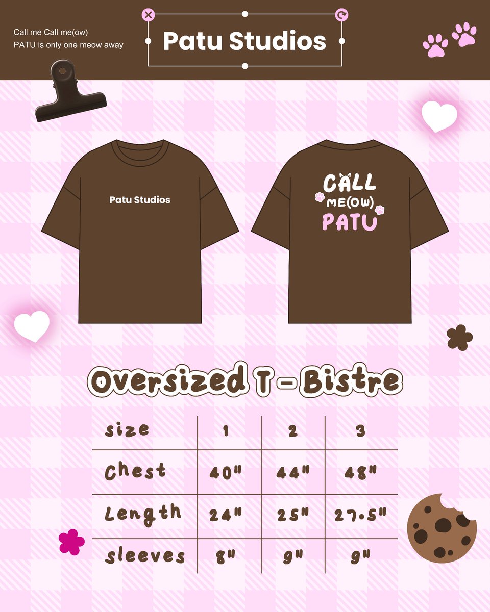 patustudios's tweet photo. ꒰  Pre-Order  ꒱

New Collection
📞 𝑪𝑨𝑳𝑳 𝑴𝑬(🐱𝑾) 𝑷𝑨𝑻𝑼 

OVERSIZED (BOXY CROP) T
Color : Bistre
Price: 890 THB 

Available on Aug 13, 2026 | 19:00 P.M.
🧑🏻‍💻 https://t.co/oJi5WG7u2L

#CallmeowPATU
#PATUstudios https://t.co/3IkEAbOwB4