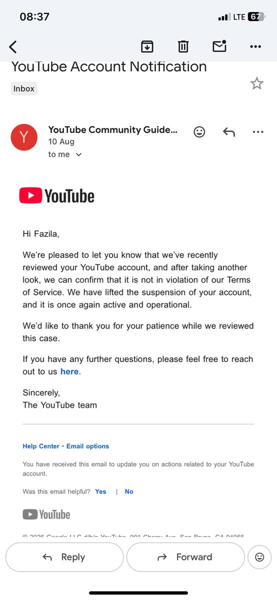 FAlom1211's tweet photo. Hi @TeamYouTube @YouTubeIndia my channel was terminated under Circumvention Policy. My account suspension was recently lifted after review. Please review my terminated channel again.
Channel url:https://t.co/FtedjHSI2n
 I provide the restoration email as proof https://t.co/g5xtdGFQhb