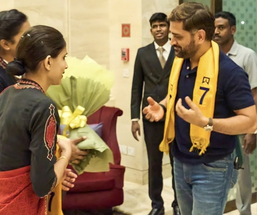 CricCrazyJohns's tweet photo. MS DHONI AT CHENNAI 💛

- Hoping for lots of good news from CSK camp in August. https://t.co/ER4YkPeXqv