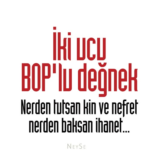TOPRAK_2_'s tweet photo. İki ucu BOP'lu değnek. Nerden tutsan kin ve nefret, nerden baksan ihanet... / NeySe
#NurettinSökmen #NeySe
GAZİLERİMİZİN HALİNDEN BEN UTANDIM, ONLAR UTANMADILAR!
Dünyanın hiçbir ülkesinde; yediği yemeğin parasını bile ödettiği milletine bu kadar kötücül olabilen, anayasayı değil çiğnemek, ayakları altında paramparça eden vekiller sanmam ki olsun.
Hele o Lozan Antlaşması'nın yıldönümünde parti kurup, Sevr'in yıldönümünde küreselcilerin oyuncağı olmak pahasına garabet bir metne destek verenler yok mu?
Topunun köküne kıran girsin!