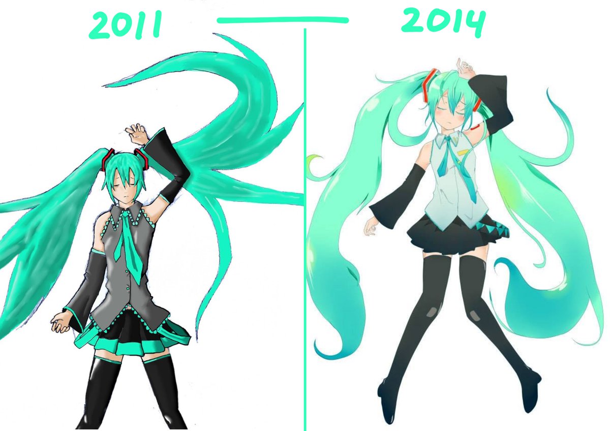 aonouta1's tweet photo. Hatsune Miku 2011→2014→2026
a redraw of my very first digital drawing on 2011, also redraw it on 2014. and lastly on 2026 (˶>⩊<˶)

[Latepost of my entry on Pixiv's event]

#drawitagain #初音ミク #ミクの日2026 https://t.co/HxUJYwcdtk