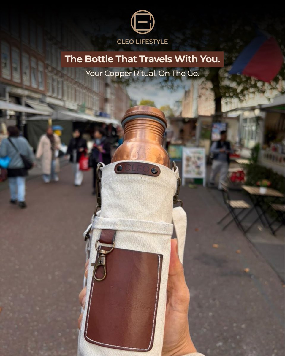 Cleolifestyle's tweet photo. Your wellness ritual shouldn’t stay home. 🌍 From city streets to quiet waterside escapes, take your copper ritual wherever you go.
CLEO Lifestyle -Your Copper Ritual, On The Go.
 #CleoLifestyle #CopperBottle #WellnessOnTheGo #TravelWellness #MindfulLiving https://t.co/IIlUD972Dg
