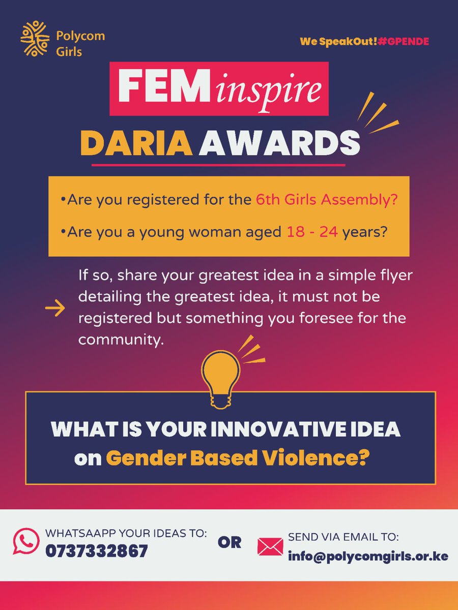 polycomdev's tweet photo. What inspiring idea do you have to tackle Gender Based Violence? Share you input today and tomorrow and you stand a chance to win some monies and get mentored by one of the great names in fighting Gender Based Violence.
#the6thedition https://t.co/3ejnXKy7jp