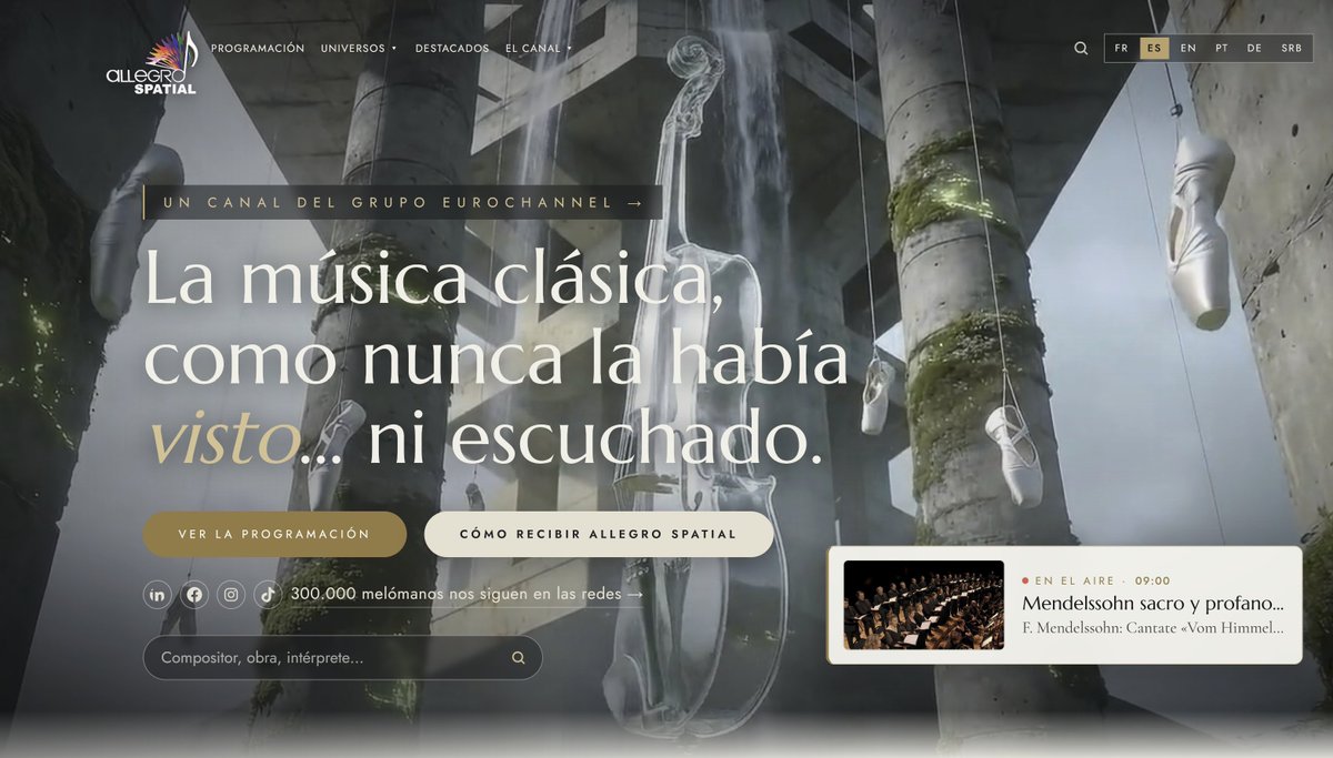 allegro_spatial's tweet photo. |1| AllegroHD ahora es Allegro Spatial, todo un universo con la mejor música clásica que te invitamos a descubrir en nuestra nueva web.
Recuerda, los mejores intérpretes, las grandes obras desde las mejores salas y teatros del mundo, con nuestros subtítulos exclusivos... (sigue) https://t.co/fkUK3nCYYF