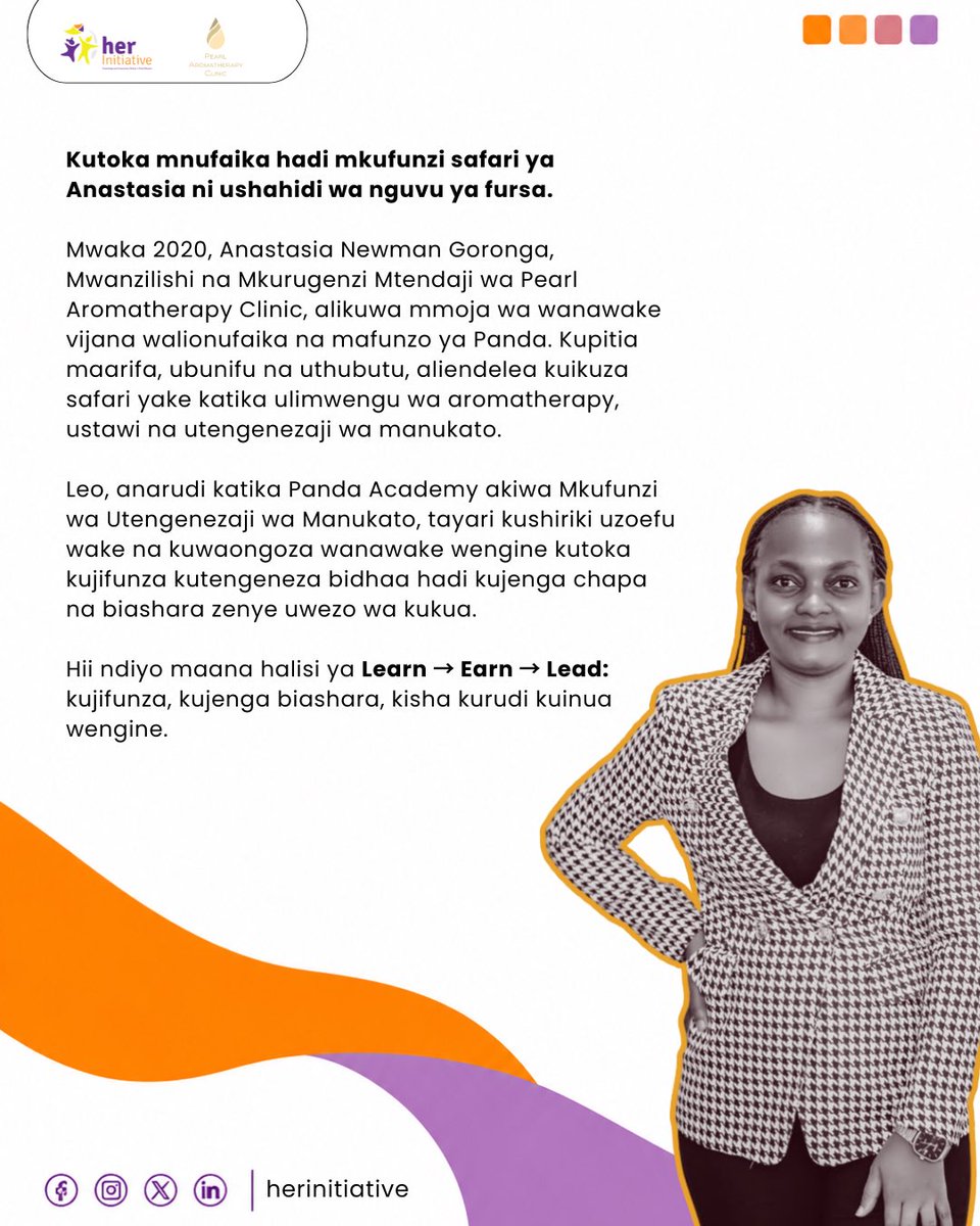 herinitiative's tweet photo. Anastasia Goronga alijifunza kupitia Panda, akajenga biashara yake, na leo anarudi kuwawezesha wengine kujenga bidhaa na chapa zinazokua.

Hivi ndivyo mabadiliko yanavyoendelezwa. https://t.co/NqjxQGHZyT