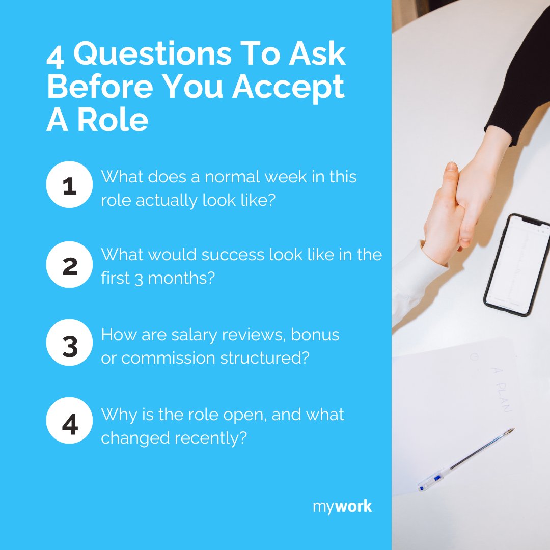 myworkagency's tweet photo. Accepting a new role is a big decision, so clarity matters before you say yes.

A strong offer should feel exciting, but it should also make sense.

If you are exploring your next move, send your CV to careers@mywork.co.uk

#careertips #jobsearch #recruitment #ukjobs https://t.co/UjWGi5SoO4