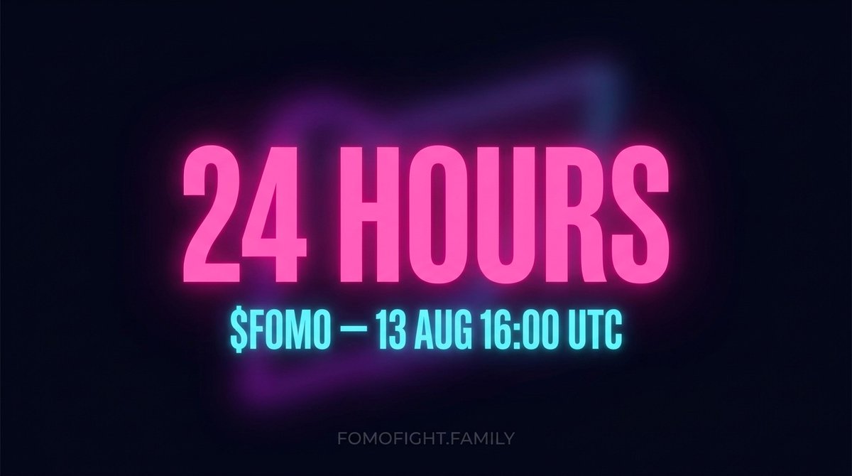 fomofight's tweet photo. 24 hours.

$FOMO — Thu 13 Aug, 16:00 UTC.

The game is already live and already free: https://t.co/qSXwuhaJ34

There is still no contract address. There will not be one until the minute above. https://t.co/hkHikxivGa