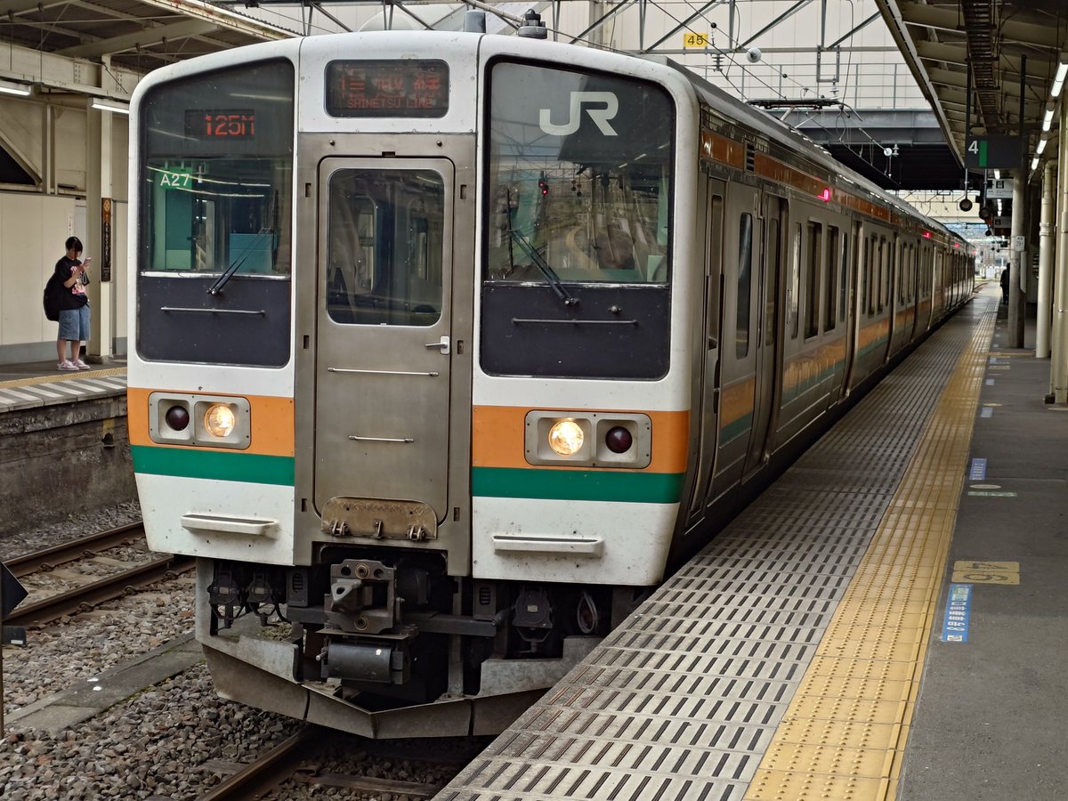 k_kohya's tweet photo. 2026年08月11日　火曜日（祝日）
高崎8:04ＪＲ東日本信越線普通横川行き125M
群馬八幡8:12

昨日、高崎のホテルにチェックイン後、台風の動きをみつつ、本日は取り敢えず予定通りとし、信越線で群馬八幡へ。 https://t.co/OmGrNz2bRG