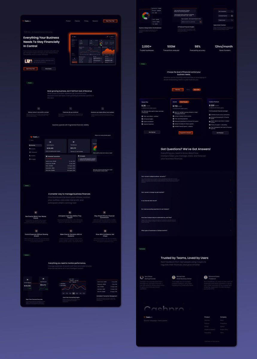Sheisgift_1's tweet photo. Full landing page for Cashpro, built to make cash flow actually make sense, not just look pretty.

If you’re a founder who needs this kind of clarity (or a designer who wants to collab), DMs are open https://t.co/fdZYQfw0hJ