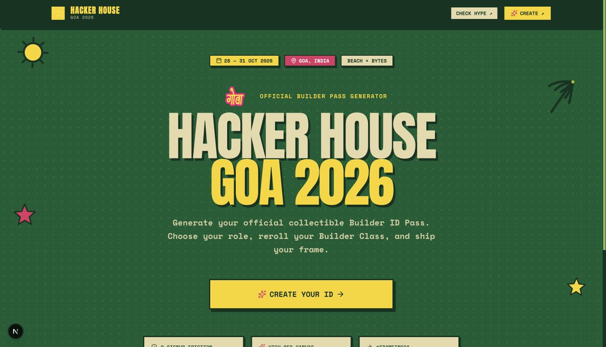 _ajiteshvish_'s tweet photo. Team BaseCase is ready for Hacker House Goa 2026 🌴
Built our HH Goa Frame / ID Card Generator — upload, personalize, download & share.
Try it:
https://t.co/2nLFR6OkQz
#FrameInGoa #HackerHouseGoa #HHGoa2026
@247pmstudio https://t.co/q4tTc9IdTV