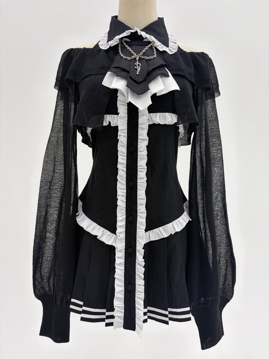 Chain Tie Corset One-piece 🖤🌪️ チェーン付きネクタイがアクセント