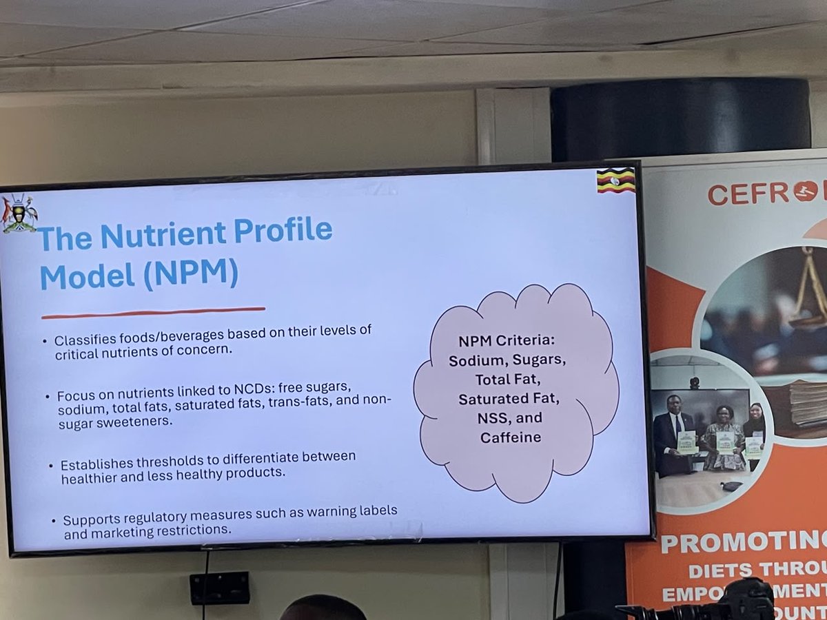 CefrohtUg's tweet photo. 📢📢📢 HAPPENING NOW
Thank you to the @MinofHealthUG for giving Uganda the Nutrient Profiling Model, an important tool in preventing diet-related NCDs. Today, 33.2% of Ugandan adults are overweight or obese. We cannot wait until our young people are sick to act. Now we need Front-of-Pack Warning Labels so consumers can make informed choices.
#FOPWL #CEFROHTUg