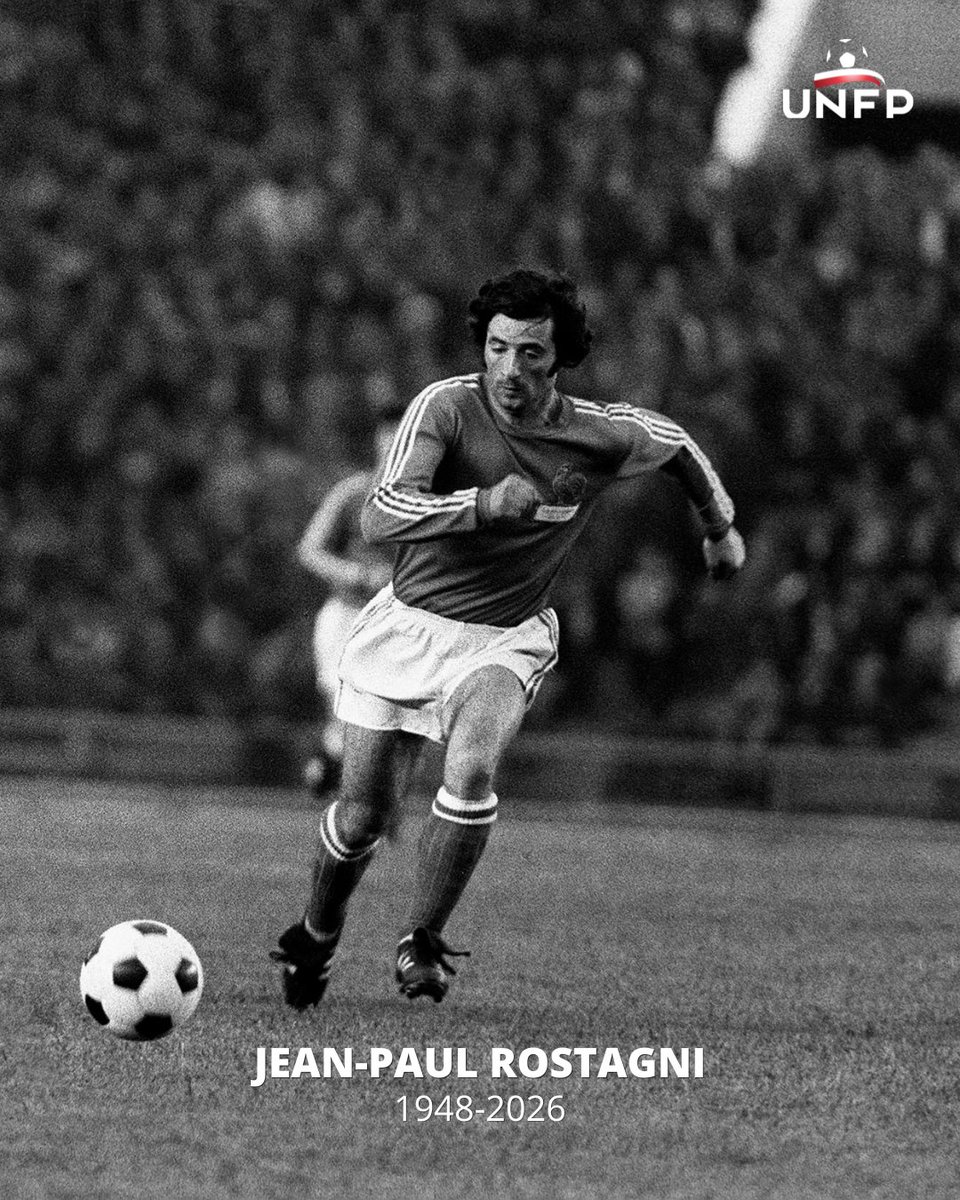 UNFP's tweet photo. L'UNFP a appris avec une grande tristesse le décès de Jean-Paul Rostagni, survenu ce lundi, à l'âge de 78 ans.

L'ancien défenseur international comptait 25 sélections en Équipe de France.

Formé sur la Côte d'Azur, il aura porté les couleurs de l'@AS_Monaco , des @girondins , du @PSG_inside , du @ParisFC, puis de l'@ogcnice , où il achèvera une carrière riche de près de 300 matches.

Nous adressons nos plus sincères condoléances à sa famille et à ses proches.