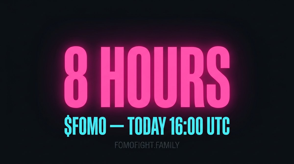 fomofight's tweet photo. 8 hours to $FOMO.

16:00 UTC today.

The game has been playable this whole time and it stays free after: https://t.co/n7UHUG1gtC https://t.co/cw0HGRP6I1