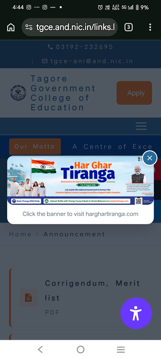 TGCE_PORTBLAIR's tweet photo. TGCE proudly joins #HarGharTiranga 🇮🇳, taking the spirit of patriotism to social media and inspiring students, staff &amp; citizens to proudly display the Tricolour. Let the Tiranga soar high in every home and heart! 🇮🇳

#HarGharTiranga2026 @NCTE_Official @ugc_india https://t.co/xl991gPGTj
