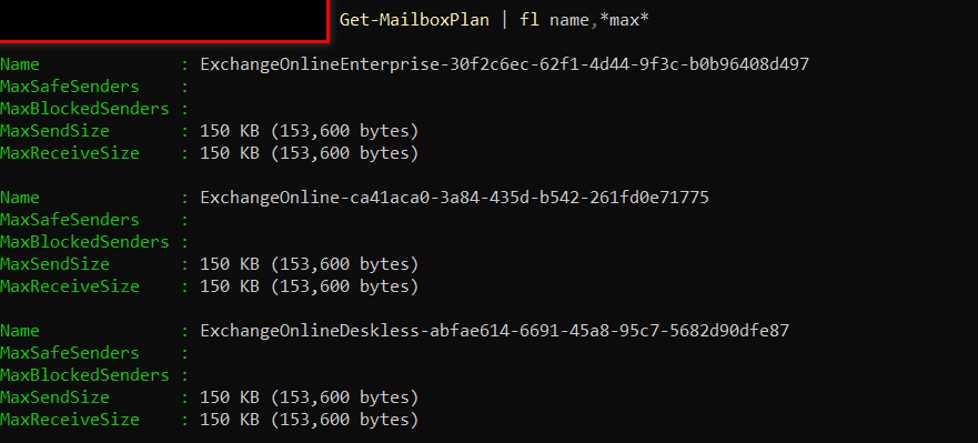 GrzeWier's tweet photo. Warning!
A few days ago my #ExchangeOnline tenant was sabotaged by Microsoft. Max send and receive limits for all plans were set to 150 KB.
Check your settings !
@12Knocksinna https://t.co/BA6EYZU40E