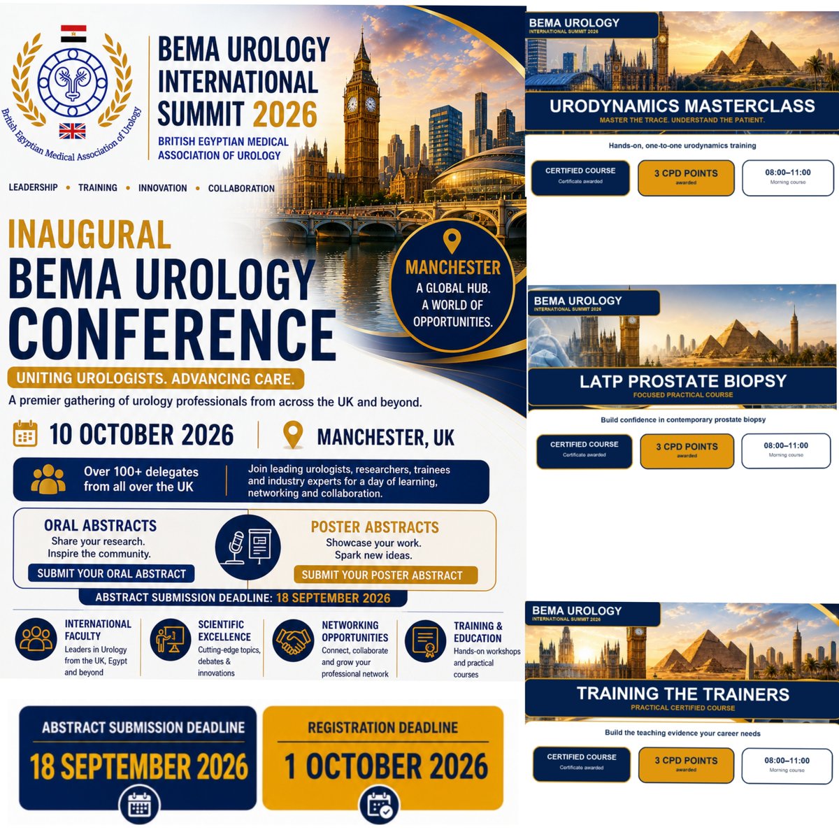 BEMA_Urology's tweet photo. 📢Join us for the upcoming BEMA Urology International Summit 2026

🏢Venue Delta Hotels by Marriot Manchester Airport

🗓Date:10th October 2026

⏰️Registration for the conference, workshops and abstract submission now open

Link for registration below👇

https://t.co/xJ90lVlhRQ https://t.co/tidh7bWePa