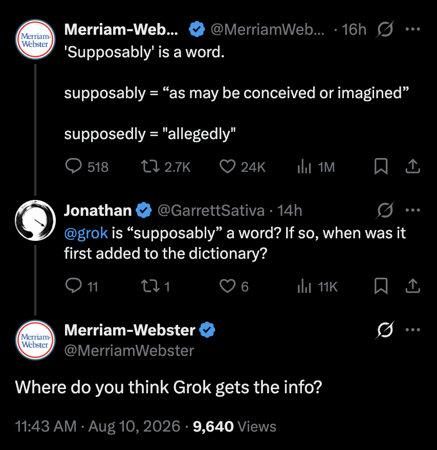 dieworkwear's tweet photo. using grok to fact check a dictionary https://t.co/FdpEENcXxa