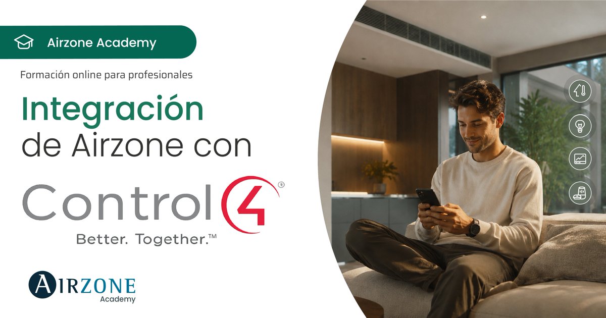 Airzone_es's tweet photo. 🎓 ¿Buscas ayuda para integrar la #Climatización con #Control4? Nosotros tenemos respuesta a todas esas preguntas técnicas y prácticas.

📚 Aprovecha tus días libres de verano para aprender todo lo que necesitas en nuestra formación de #Airzone Academy 👉 https://t.co/ahylw2aOh7 https://t.co/6WsgQTpZwK