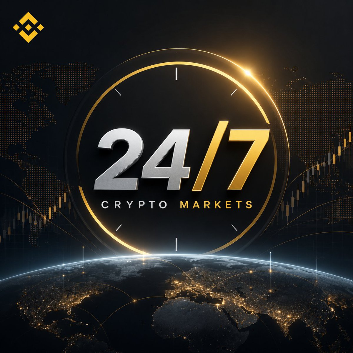 MAHADCH71384024's tweet photo. 🌍 Why Crypto Never Sleeps

Stock markets close. Crypto doesn’t. 🕐

While the world moves from Asia to Europe to the US, 
crypto markets stay open 24/7/365.

But 24/7 access comes with 4 important rules:

🔹 Price can move anytime - even while you sleep
🔹 One news headline can trigger instant volatility
🔹 No “market close” means no pause button
🔹 More access doesn’t mean you should trade 24/7

For beginners: 
Don’t try to watch charts all night.
Focus on learning, risk management, and patience.

📚 Learn. Research. DYOR.
Never trust anyone promising “guaranteed profits.”

Crypto never sleeps. So trade responsibly. ₿

#Binance #BinanceAcademy #LearnWithBinance