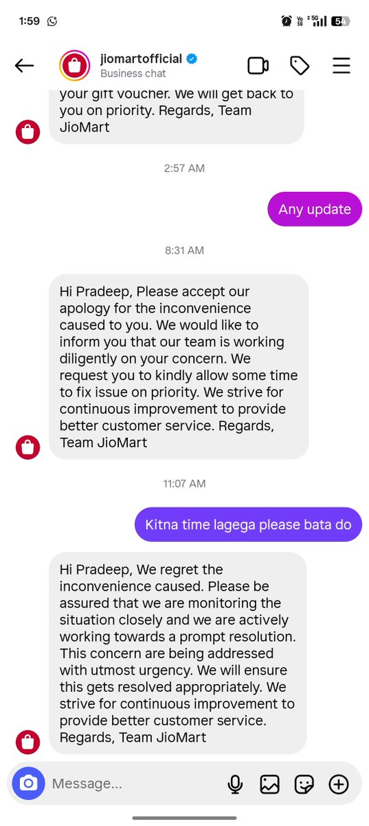Pradeep27939313's tweet photo. @JioMart I’m tired of repeatedly complaining about the same issue on Instagram since 8 June. My gift voucher still shows an active ₹442.80 balance, but I can’t use it. Despite repeated escalations, there’s no resolution or timeline. Please resolve this now. @JioMart_Support https://t.co/Ep71sztHam