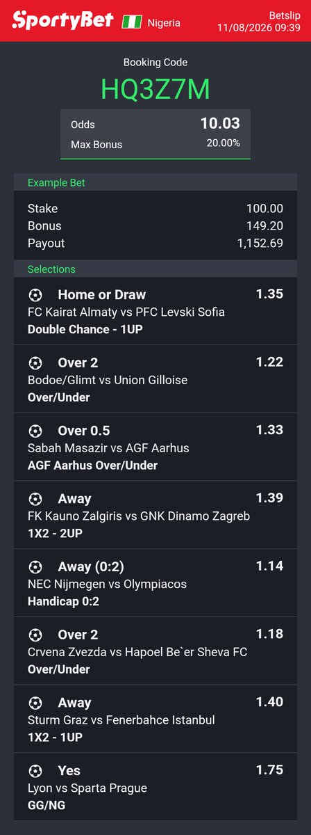 BlackJesus100B's tweet photo. HQ3Z7M

10 Odds ⚽🥅✅ https://t.co/Dl6v3i5E03