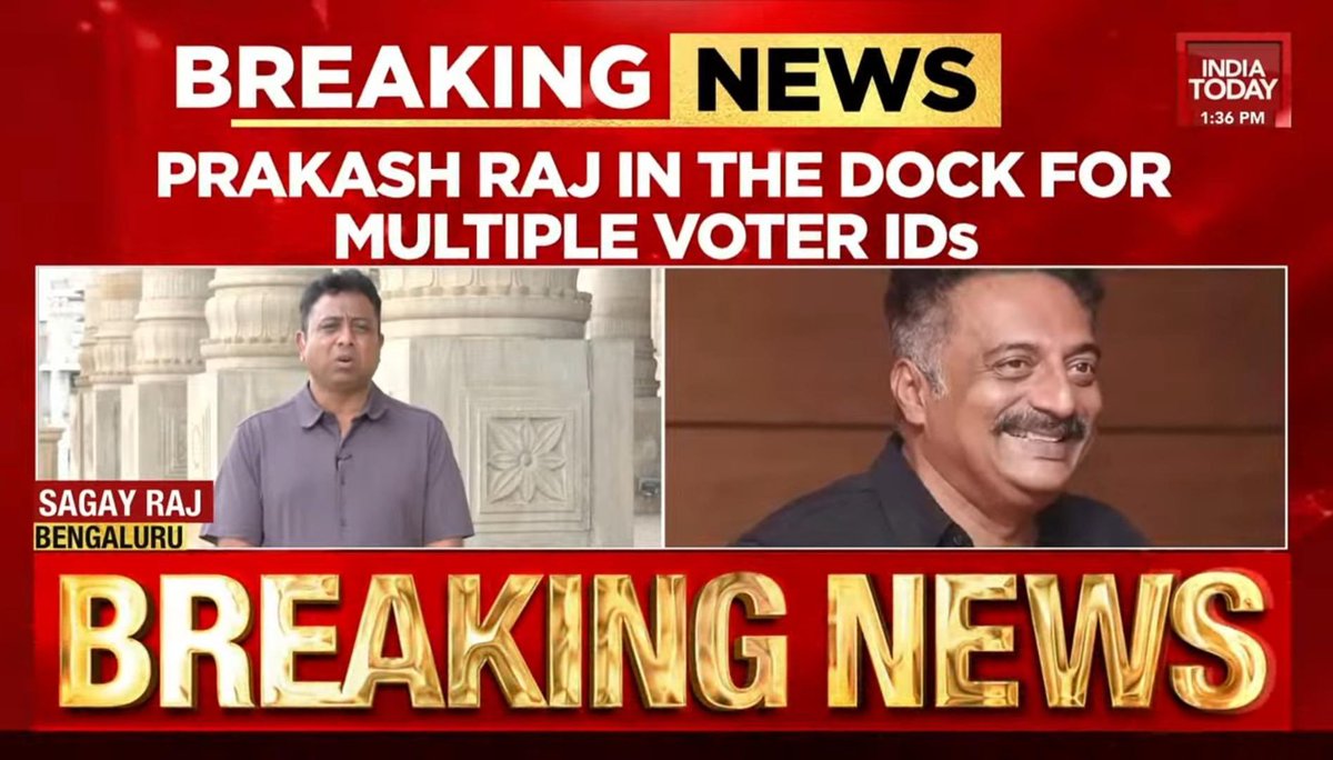 rishibagree's tweet photo. A non-bailable warrant was issued against Prakash Raj by the court for having multiple Voter IDs in Karnataka, Tamil Nadu &amp; Telangana 

He reportedly skipped court summons twice.

People like them then blame the ECI for conducting SIR and deleting his extra voter cards https://t.co/HQA8DrAejW