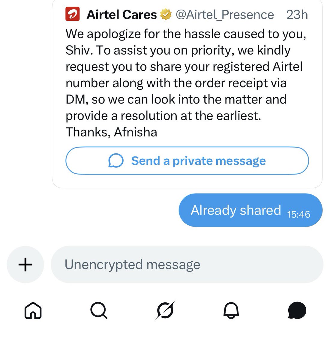 nshivkumar's tweet photo. @Airtel_Presence You have locked my post @airtelindia @Airtelcare3 https://t.co/Wi3cbOTuRR