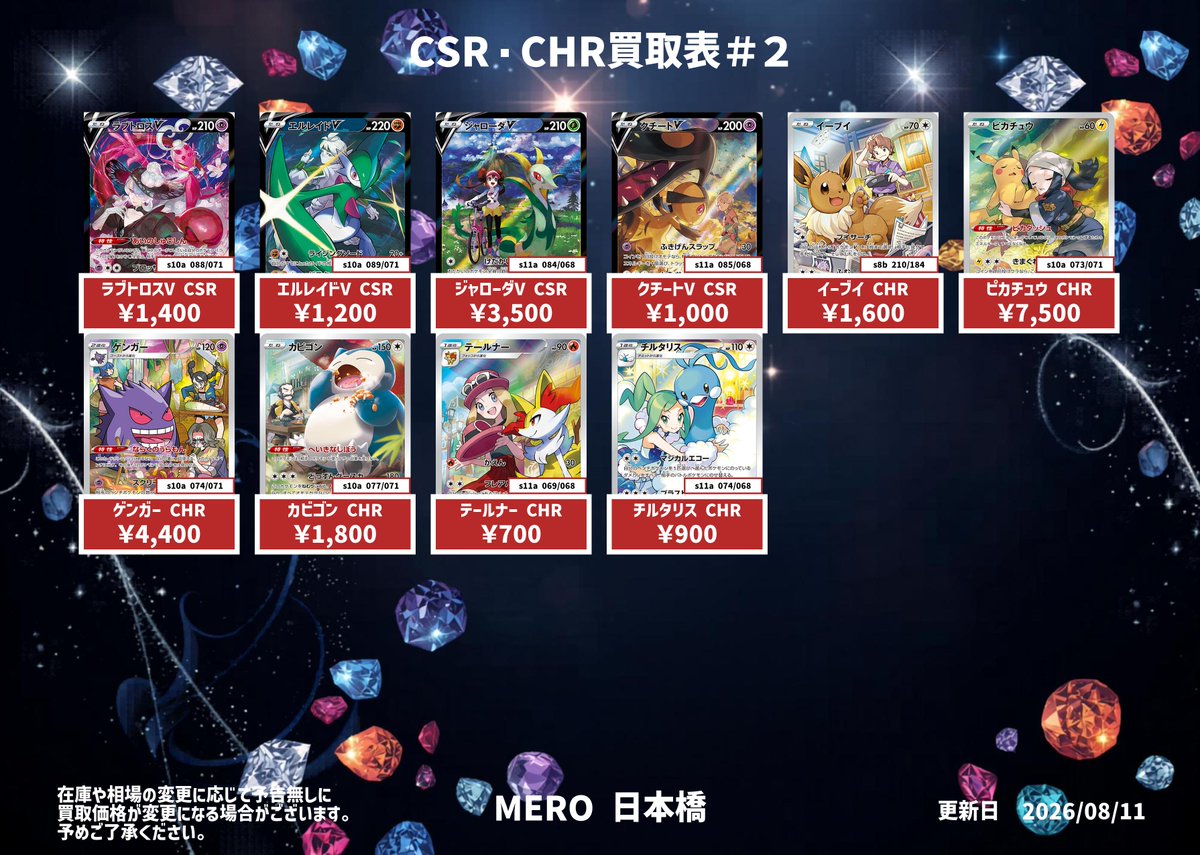 買取情報‼️】 CSR CHR ARの買取表を作成いたしました！ ✓ブラッキー