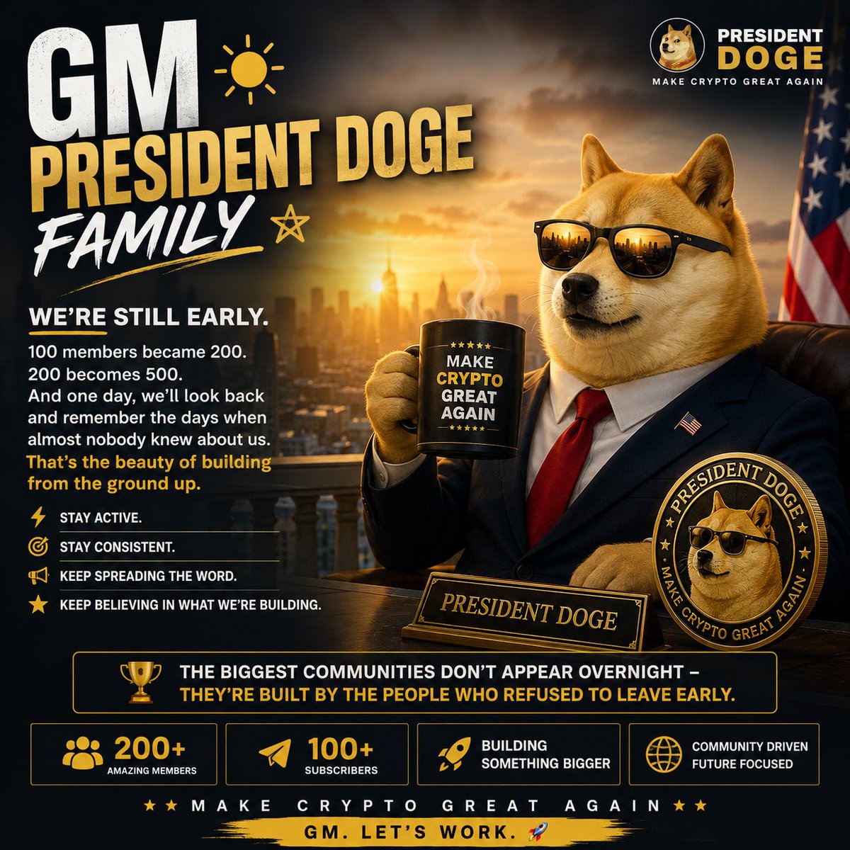 fina_ange's tweet photo. GM President Doge family 🐕🇺🇸

We’re still early.

100 members became 200.
200 becomes 500.
And one day, we’ll look back and remember the days when almost nobody knew about us.

Stay active.
Stay consistent.

https://t.co/aVqF9JKQzr

Make Crypto Great Again. 🇺🇸🐕

GM. Let’s work https://t.co/wzTiH537yS