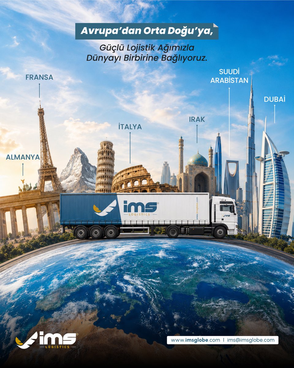 imslogisticsint's tweet photo. Avrupa’dan Orta Doğu’ya uzanan güçlü lojistik ağımızla, yüklerinizi farklı coğrafyalara güvenle ulaştırıyoruz. 🌍🚛
IMS Lojistik olarak; geniş hizmet ağımız, operasyonel gücümüz ve çözüm odaklı yaklaşımımızla sınırları aşan taşımacılık çözümleri sunuyoruz. https://t.co/afnSD0C7o3