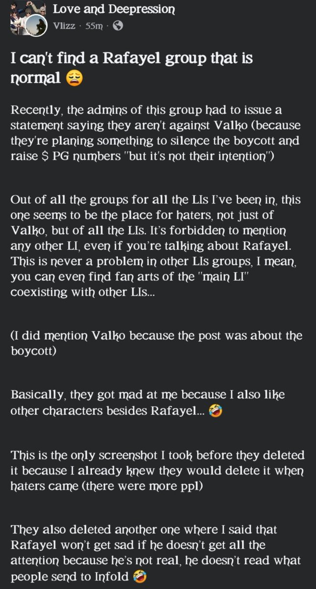 cutiem3phie's tweet photo. this dumb velkro fan joined rafayel stans group just to mention velkro &amp; when they warned her she posted it on the Love and Depression group which is infested by psychotic velkro fans. they call raf stans not normal, most toxic, nasty &amp; childish 🤦🏻😑 https://t.co/A8Nq2UmIu4