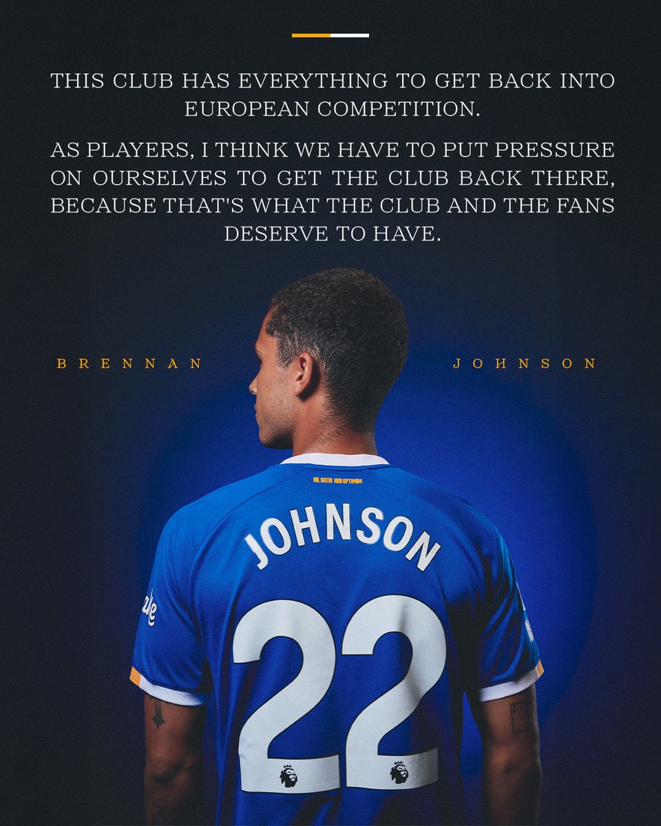 Everton's tweet photo. Brennan's first words as a Blue... 💬